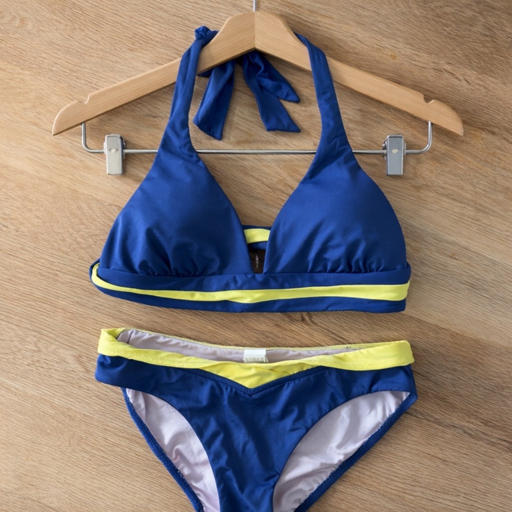 Seafolly Navy and Yellow Two-Piece Bikini Set